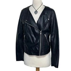 Forever 21 women’s M moto fake leather moto biker lightweight jacket‎